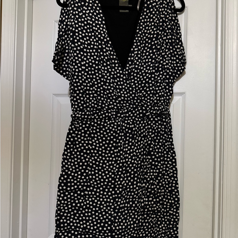 Taylor Black and White Dotted Mini Dress